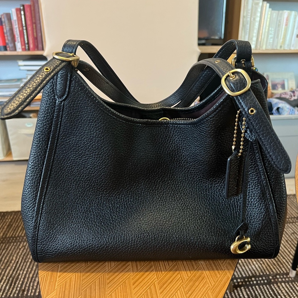 Coach Black and Gold Textured Shoulder Bag - Picture 7 of 13